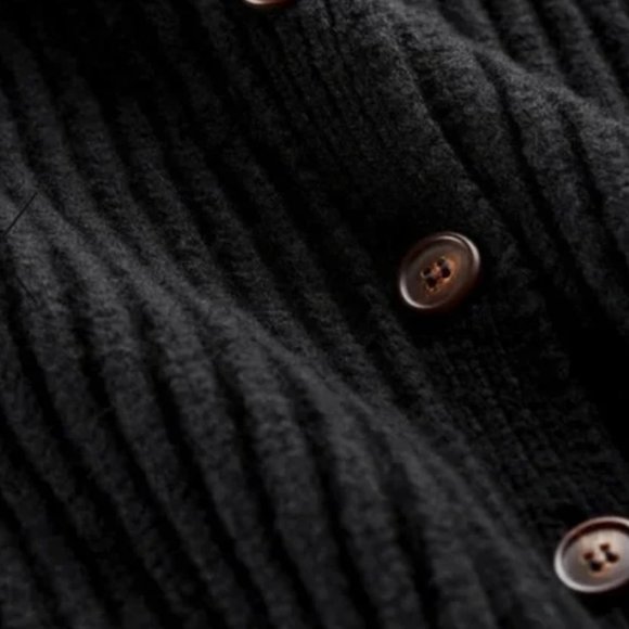 Goop G.Label - Maxine Oversized Black Wool Ribbed Winter Cardigan - Size XS US 2 - Picture 9 of 10